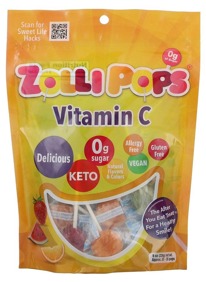 ZOLLIPOPS Vitamin C Approx. 33 - 35 Pops 8 oz (226 g) 