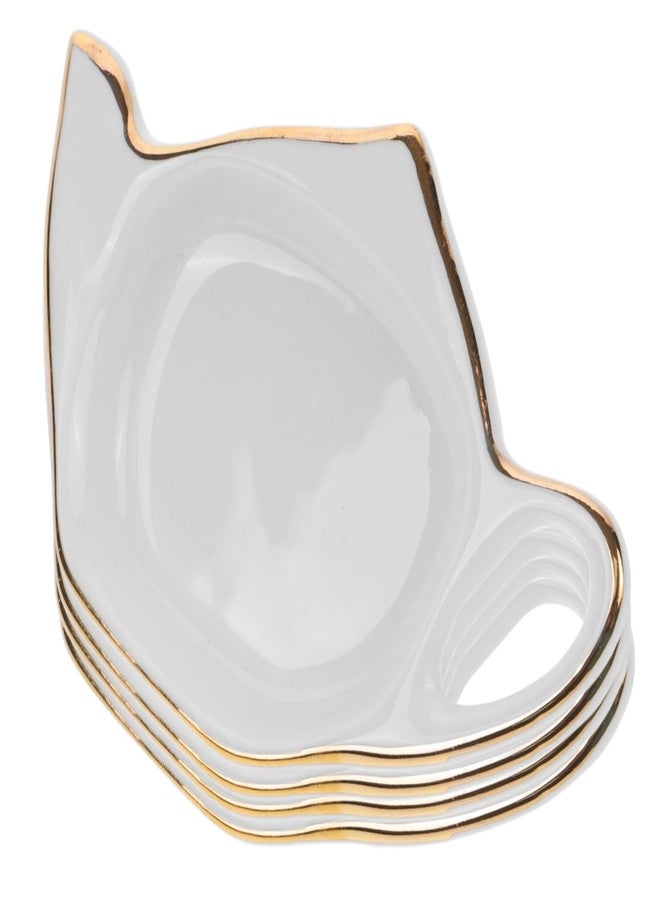 BESTOYARD Teapot Shaped Tea Bag Coasters Set of 4 Ceramic Tea Bag Plates with Saucer for Time Table Protection and Spill Prevention - Image 1