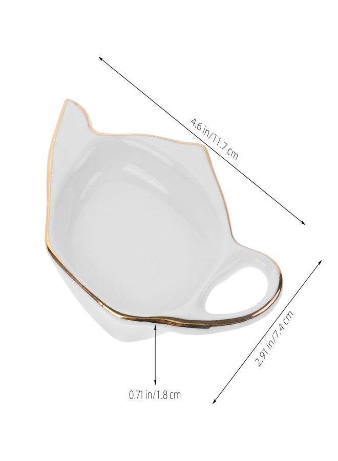 BESTOYARD Teapot Shaped Tea Bag Coasters Set of 4 Ceramic Tea Bag Plates with Saucer for Time Table Protection and Spill Prevention - Image 2