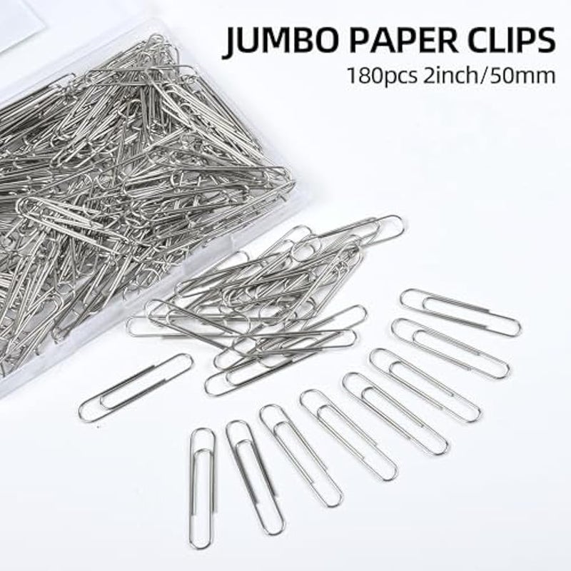 Large Paper Clips, Jumbo Paper Clips, 2 Paperclips Large, 180 pcs Paper Clips Office Supplies - Image 4