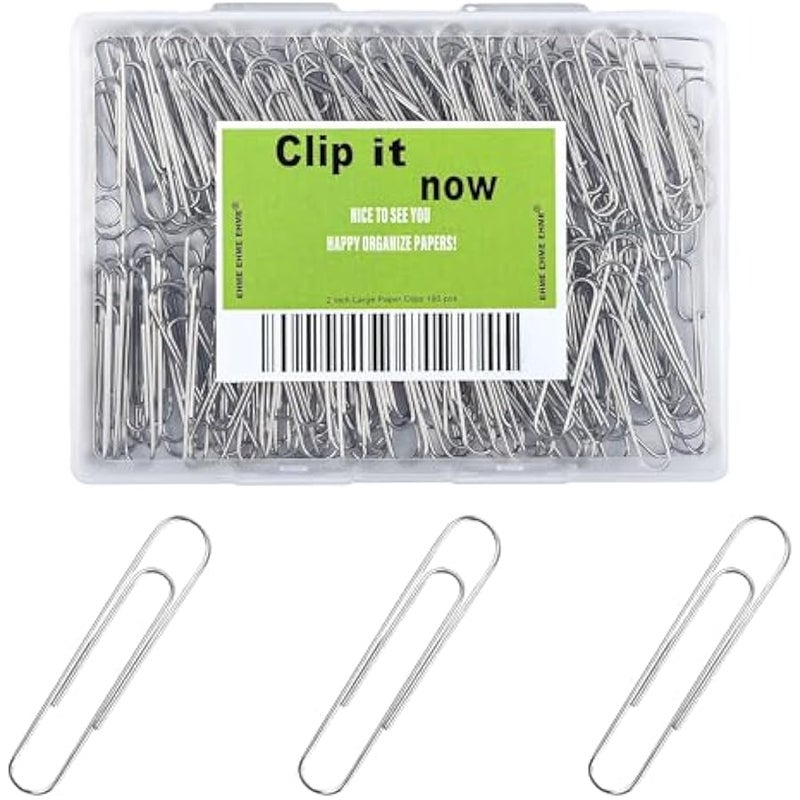 Large Paper Clips, Jumbo Paper Clips, 2 Paperclips Large, 180 pcs Paper Clips Office Supplies - Image 1