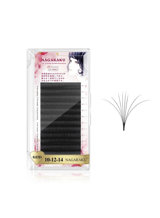NAGARAKU Easy Fan Mega Volume Eyelash Extensions 0.03 D Curl 101214Mm Mix Self Blooming Rapid Automatic Flower 3 Layers Soft Preglued Lashes - Image 2
