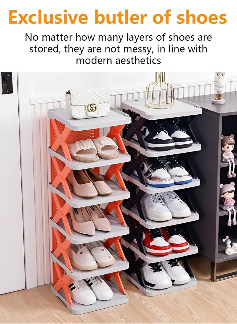 Raxoom X Shape Shoe Rack, Vertical Shoe Tower, Narrow Corner Shoe Rack, Shoe Shelf, DIY Free Standing Shoes Storage Organizer for Small Entryway, Closet, Hallway, Living Room, Bedroom 6 Layers - Image 2