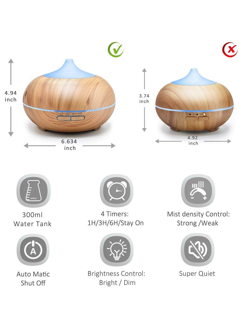 5 in 1 300ml Essential Oil Diffuser Ultrasonic Aromatherapy Fragrant Oil Vaporizer Humidifier with Air Purifier Timer and Auto Off Safety Switch 7 LED Light Colors for Home Office Yoga Spa  - Image 4