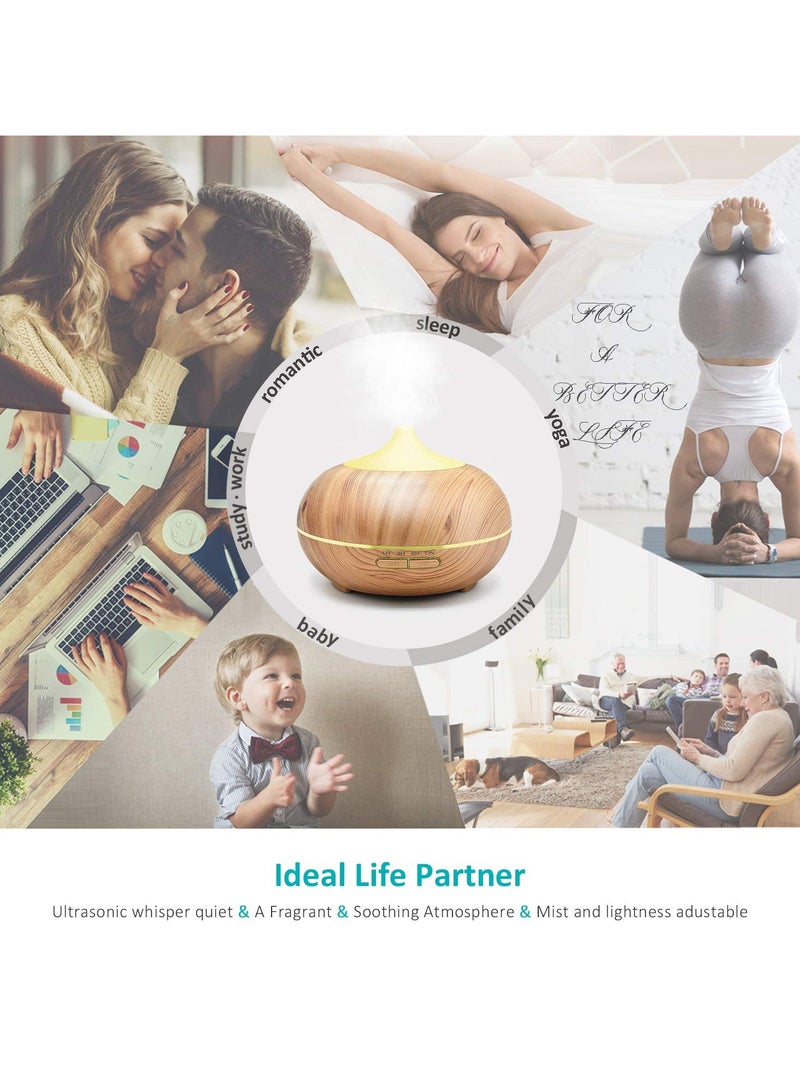 5 in 1 300ml Essential Oil Diffuser Ultrasonic Aromatherapy Fragrant Oil Vaporizer Humidifier with Air Purifier Timer and Auto Off Safety Switch 7 LED Light Colors for Home Office Yoga Spa  - Image 5