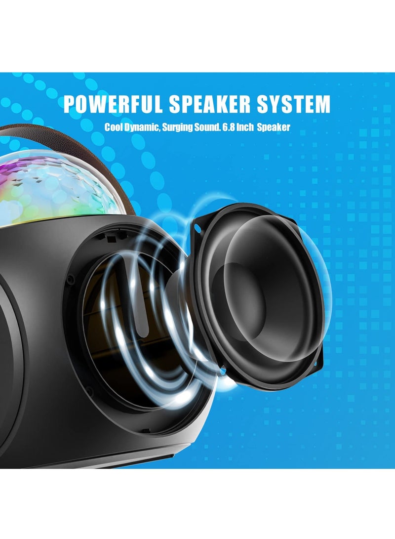 SDRD Karaoke Machine for Adults and Kids, Portable Bluetooth Speaker with 2 UHF Wireless Microphones PA System with Disco Ball - Image 5