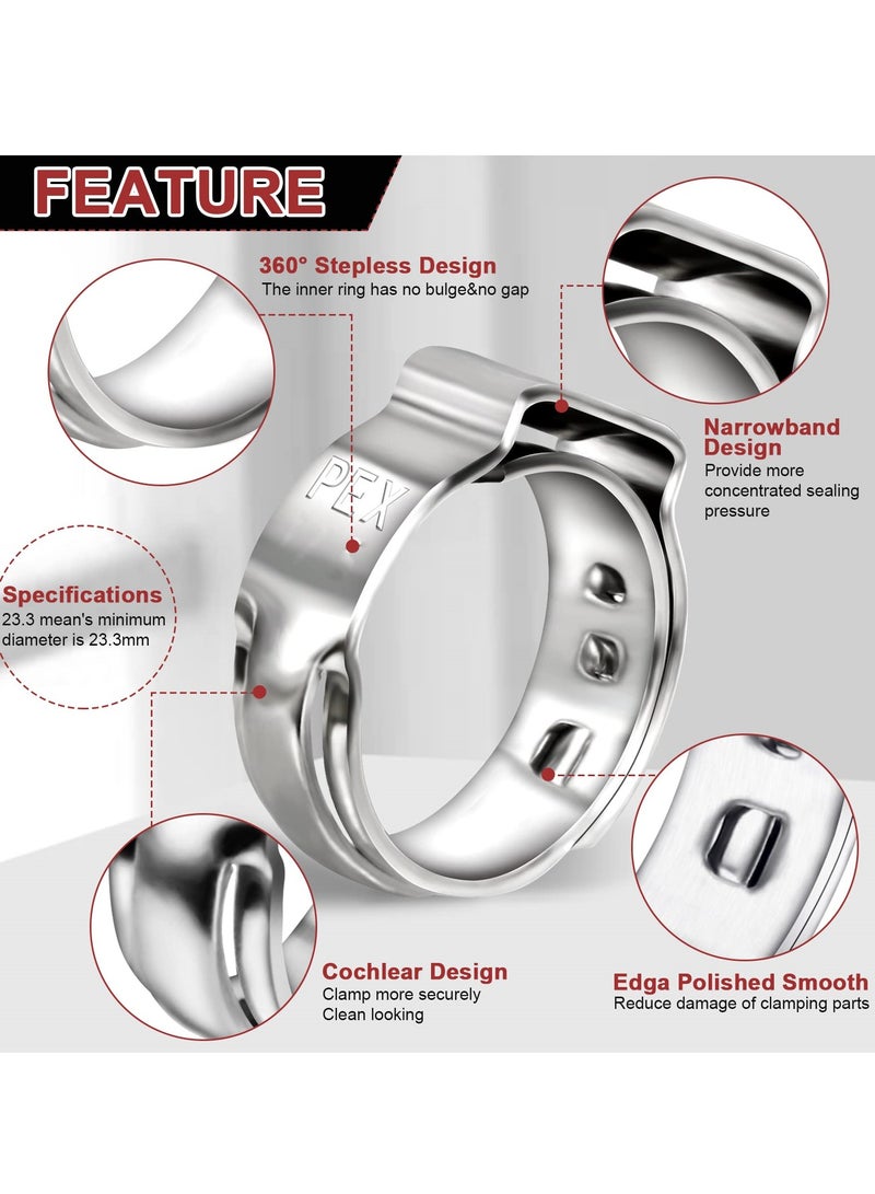 SYOSI 60 Pack 0.5 Inch PEX Cinch Clamps, Premium 304 Stainless Steel PEX Crimp Rings, Secure PEX Tubing Pipe Fittings Connection, PEX Fitting Clamps Pinch Ring - Image 3