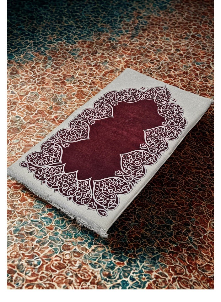 سمارت هوم سجادة صلاة فاخرة مبطّنة ، سجادة صلاه حشوة داخلية عازلة 110*70*4 سم ، قماش مايكروفايبر ناعم وحشوة إسفنج مريحة - Image 1