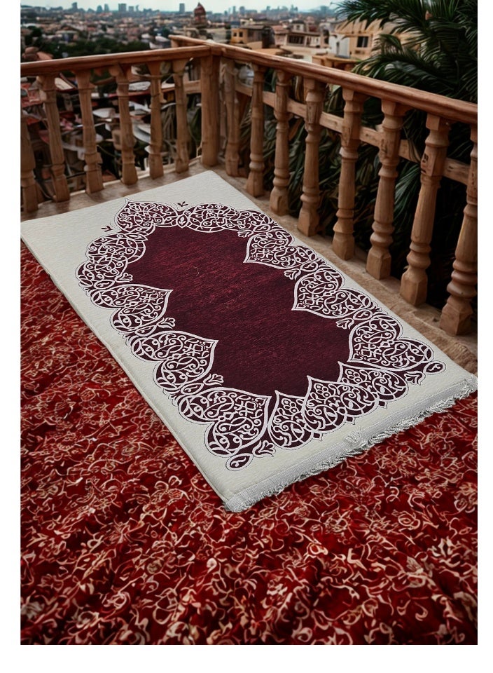 سمارت هوم سجادة صلاة فاخرة مبطّنة ، سجادة صلاه حشوة داخلية عازلة 110*70*4 سم ، قماش مايكروفايبر ناعم وحشوة إسفنج مريحة - Image 2