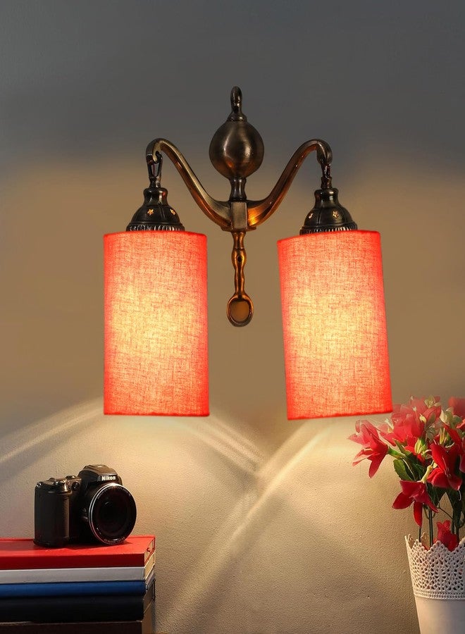 Devansh Dual Golden Antique Orange Cotton Shade wall décor wall Hanging Light Vintage wall Lamps Decorative lamp Traditional wall lamp - Image 1