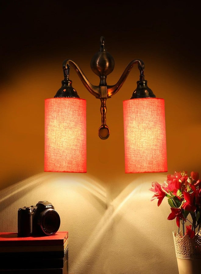 Devansh Dual Golden Antique Orange Cotton Shade wall décor wall Hanging Light Vintage wall Lamps Decorative lamp Traditional wall lamp - Image 3
