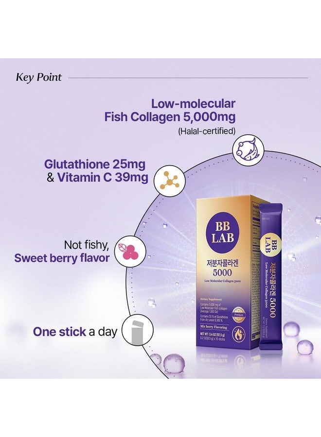 BB LAB Low Molecular Collagen 5000, Powder Type Korean Marine Collagen, Fish Collagen Peptides, Hyaluronic Acid, Elastin, Glutachione, Vitamin C, Fast Absorb, Mix Berry Flavor - Image 3