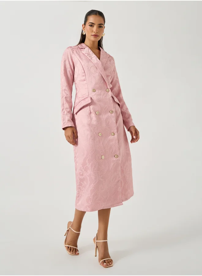 ستايلي Self Design Jacquard Long Sleeves Blazer Midi Dress