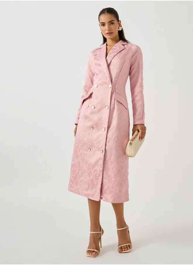 ستايلي Self Design Jacquard Long Sleeves Blazer Midi Dress