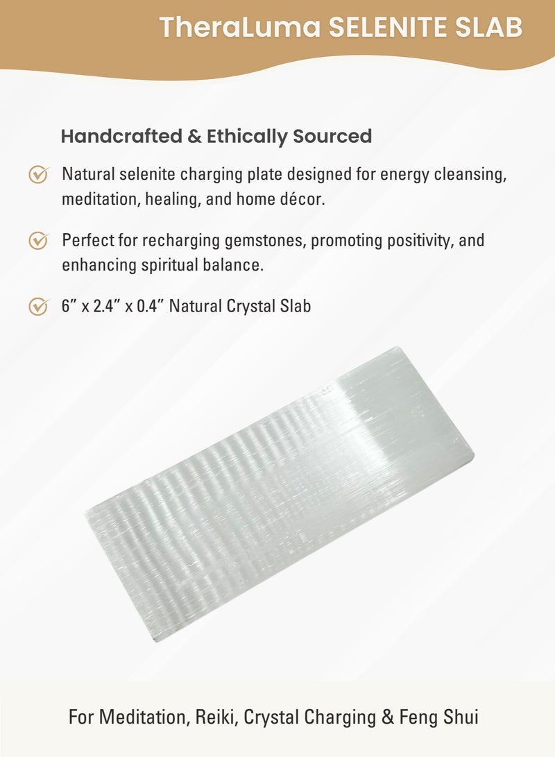 THERALUMA Natural Selenite Slab – 6” x 2.4” Crystal Charging Plate for Jewelry Cleansing, Energy Clearing & Home Décor  - Image 3