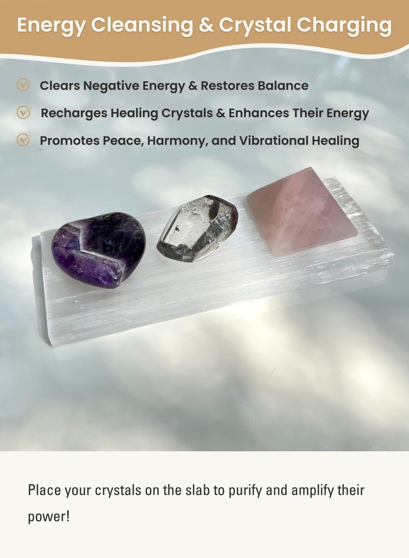 THERALUMA Natural Selenite Slab – 6” x 2.4” Crystal Charging Plate for Jewelry Cleansing, Energy Clearing & Home Décor  - Image 5