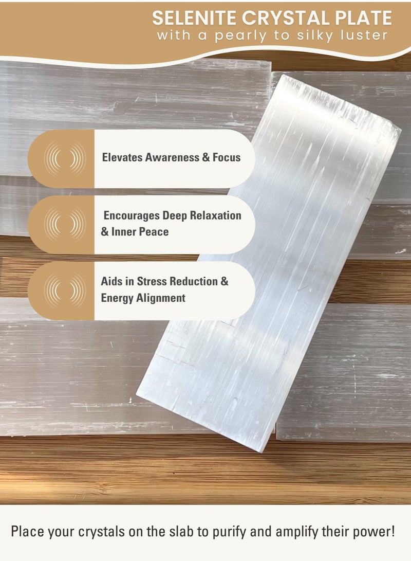 THERALUMA Natural Selenite Slab – 6” x 2.4” Crystal Charging Plate for Jewelry Cleansing, Energy Clearing & Home Décor  - Image 4