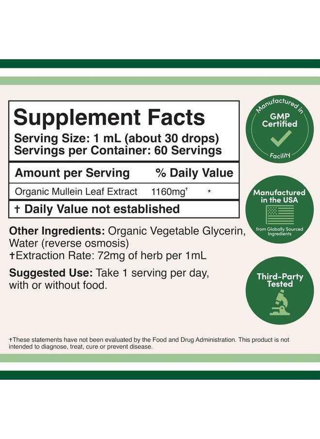 Mullein Drops for Lungs - Organic Mullein Leaf Extract for Lungs - 2FL OZ, 60 Servings (Better Absorbed Than Capsules, Great Addition to Mullein Tea) to Support Lung Health by Double Wood