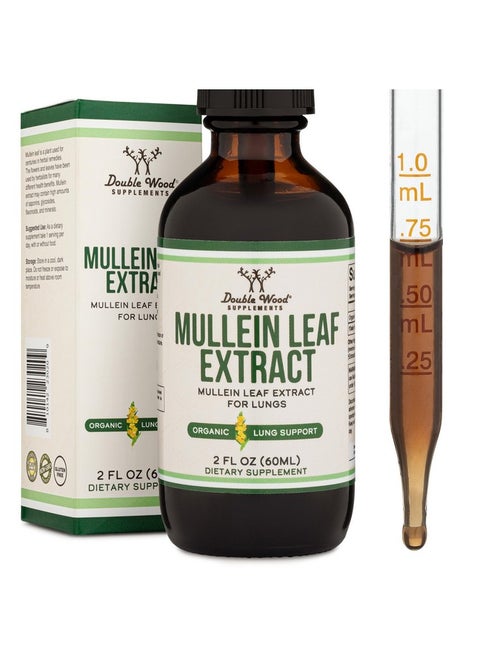 Mullein Drops for Lungs - Organic Mullein Leaf Extract for Lungs - 2FL OZ, 60 Servings (Better Absorbed Than Capsules, Great Addition to Mullein Tea) to Support Lung Health by Double Wood