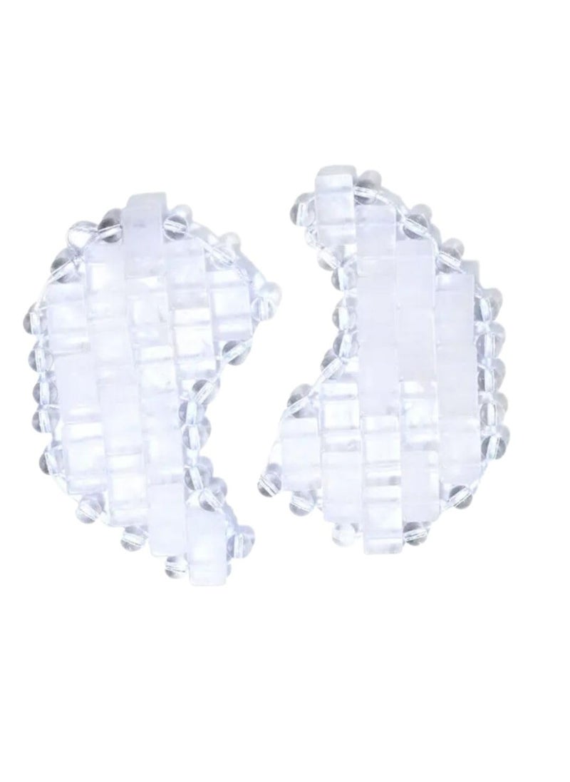 Skin Mantra - Moon Shape Crystal Clear Quartz Eye Mask AntiAging Hot or Cold Using Stone Eye Mask 100 Natural Beauty Eye Mask Clear Quartz - Image 1