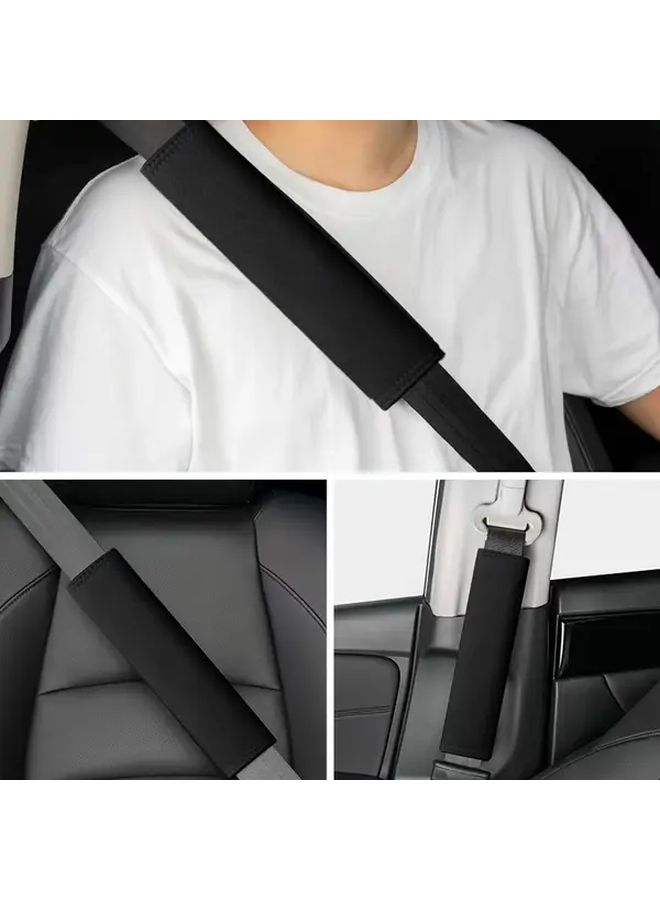 2 Black Car Seat Belt Shoulder Pads Soft Comfort Covers Adjustable Fit All Vehicles - Image 4