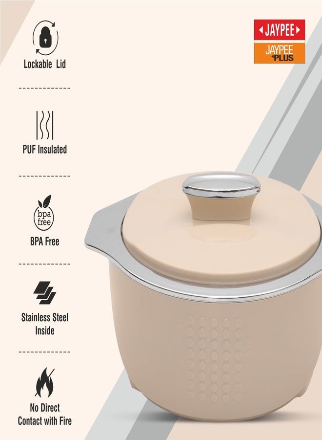 JAYPEE FINE DINE Inner Stainless Steel Casserole Twin Set of 2, 1000ml, BPA Free Insulated casserole Set |Sabji Container |Small Chapati Box |Food Grade Serving Set, Coffee - Image 2