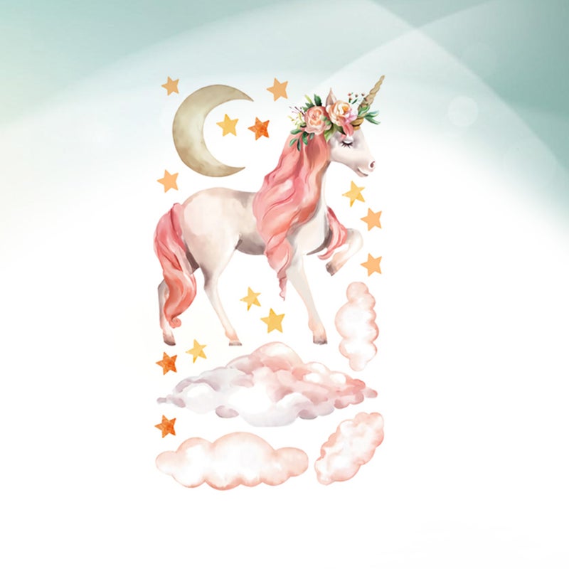 Watercolour Starry Unicorn Wall Stickers Removable Wall Decals DIY Wall Decor for Living Room Bedroom - Image 3