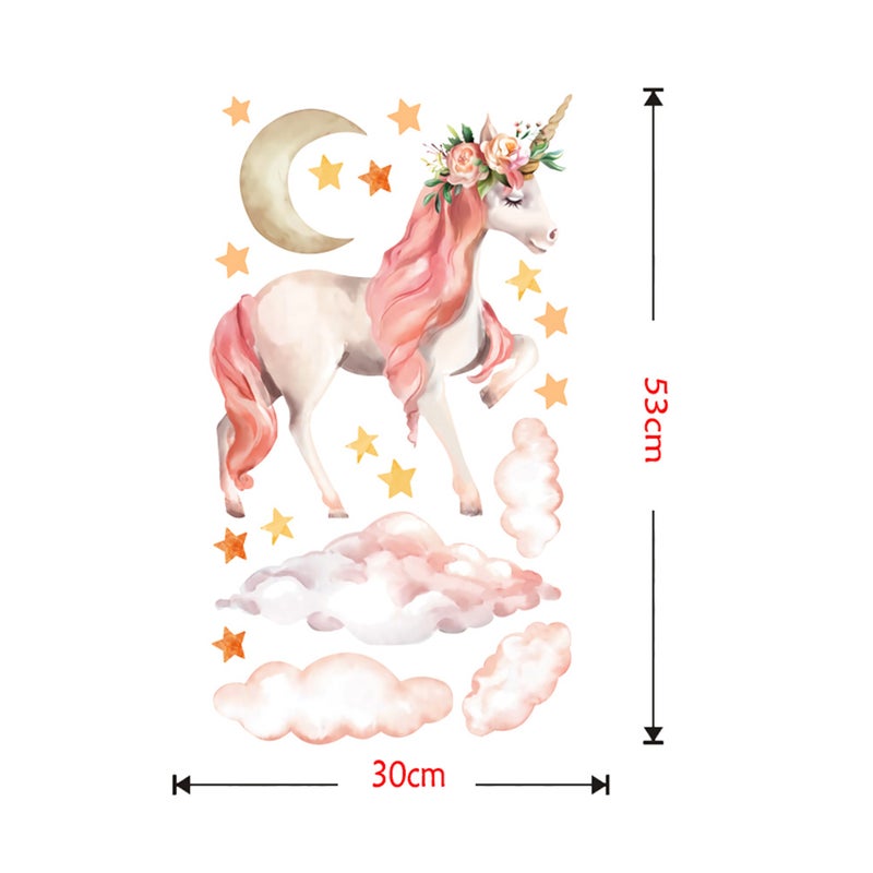 Watercolour Starry Unicorn Wall Stickers Removable Wall Decals DIY Wall Decor for Living Room Bedroom - Image 2