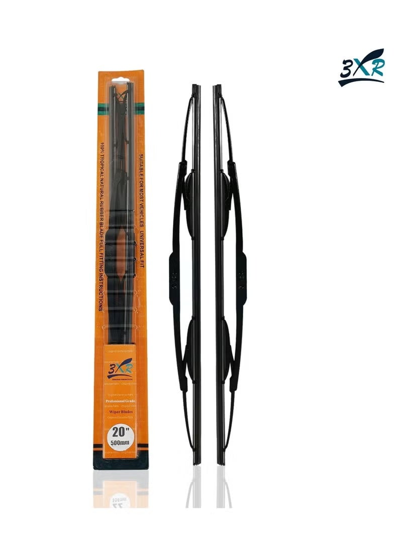 3XR Car Wiper Blades 20" 500mm Professional Grade 2 Pcs Set Car Wiper Blades - Image 1