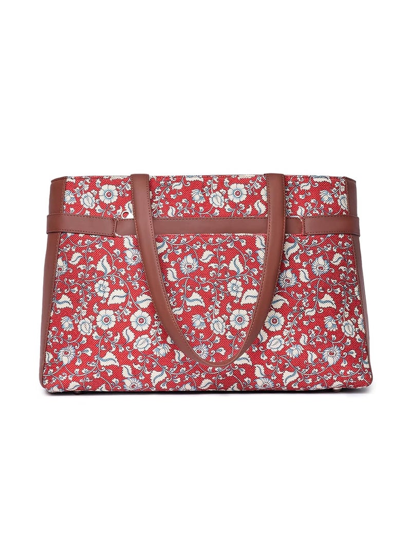 ZOUK حقيبة كتانية مصنوعة يدويًا من الجلد النباتي للنساء، حقيبة كتف بيانية للمكتب - Image 4