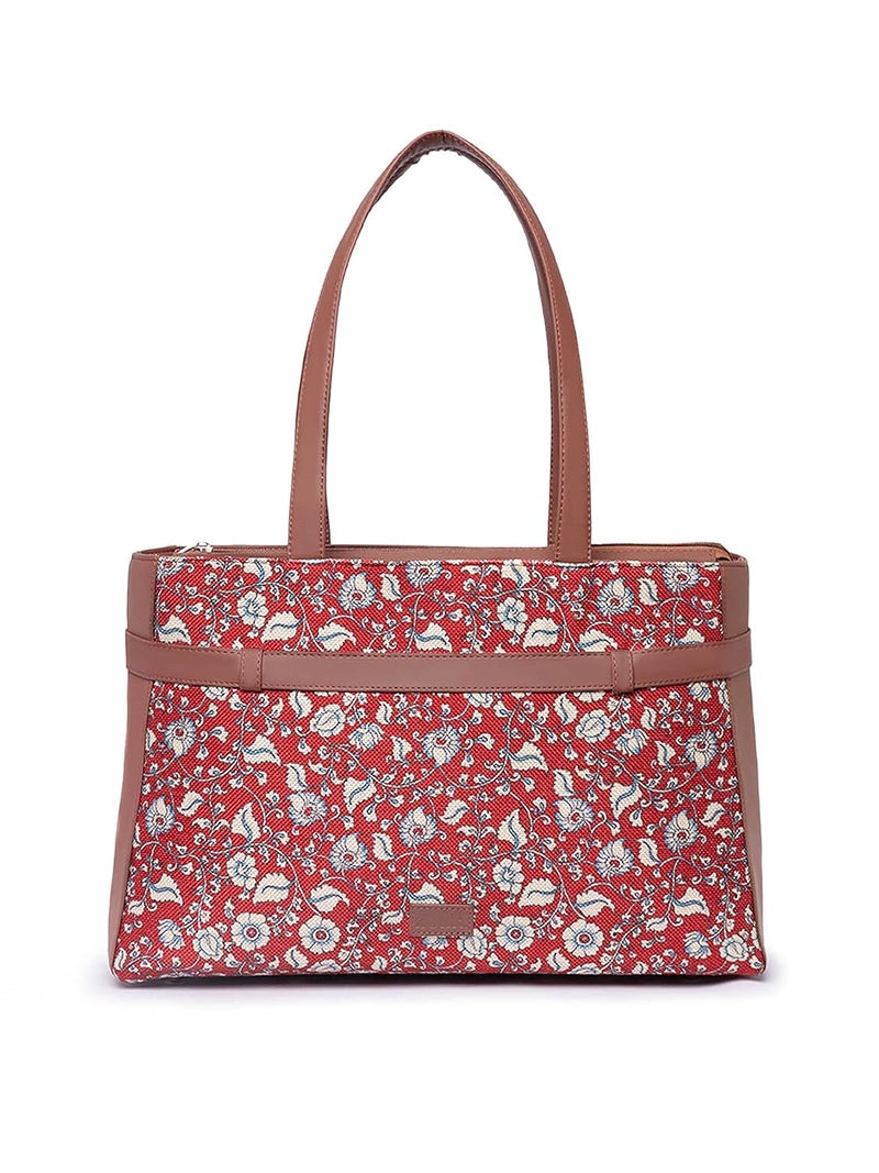 ZOUK حقيبة كتانية مصنوعة يدويًا من الجلد النباتي للنساء، حقيبة كتف بيانية للمكتب - Image 1