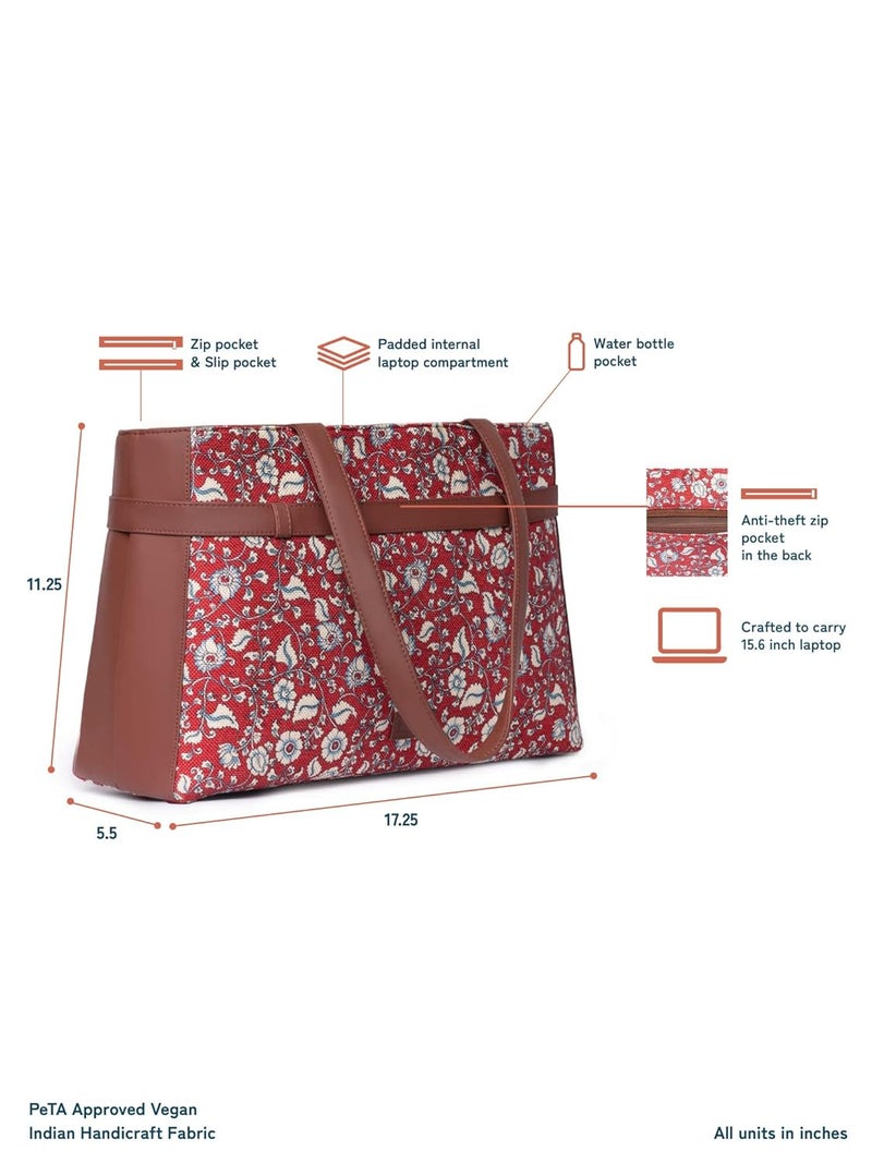 ZOUK حقيبة كتانية مصنوعة يدويًا من الجلد النباتي للنساء، حقيبة كتف بيانية للمكتب - Image 3