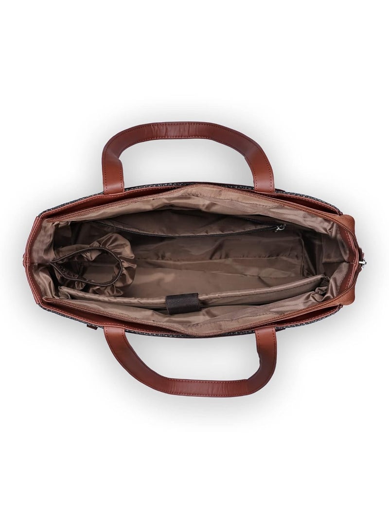 ZOUK حقيبة كتانية مصنوعة يدويًا من الجلد النباتي للنساء، حقيبة كتف بيانية للمكتب - Image 5