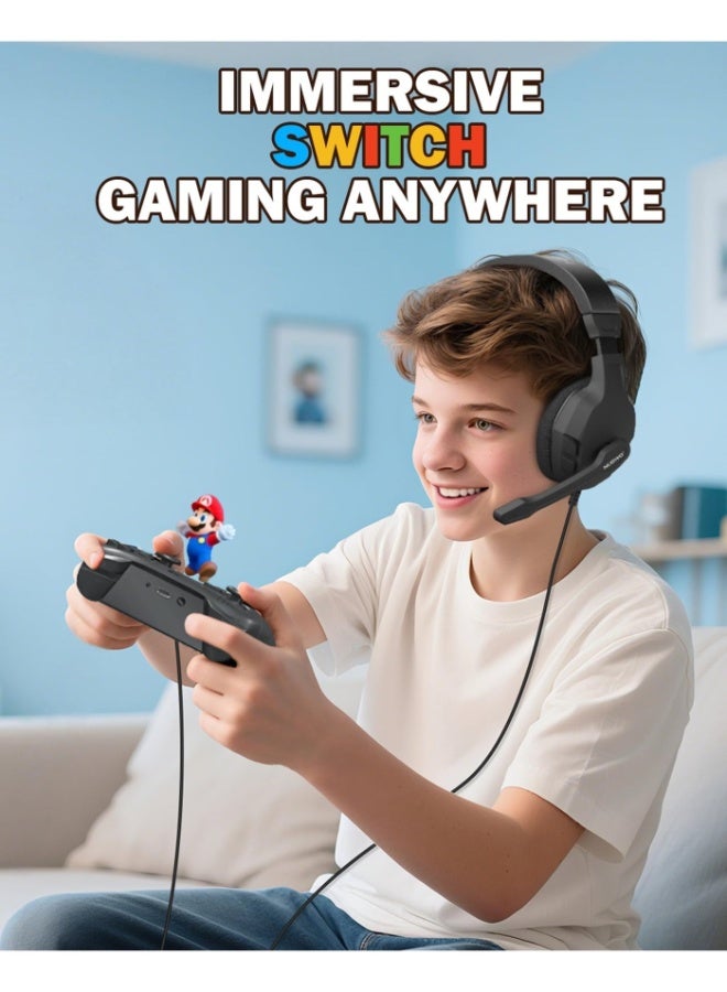 NUBWO U3 Gaming Headset with Microphone, Safe Volume Limited, Kids Headphones for Switch, Super Lightweight, Rich Sound, 3.5mm Jack for NS, PS4, PS5, Xbox, Tablet, iPad Computer - Image 2