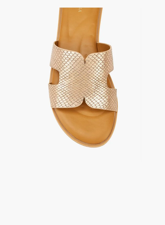 Flora Bella By Shoexpress Textured Slip-On Flat Sandals
