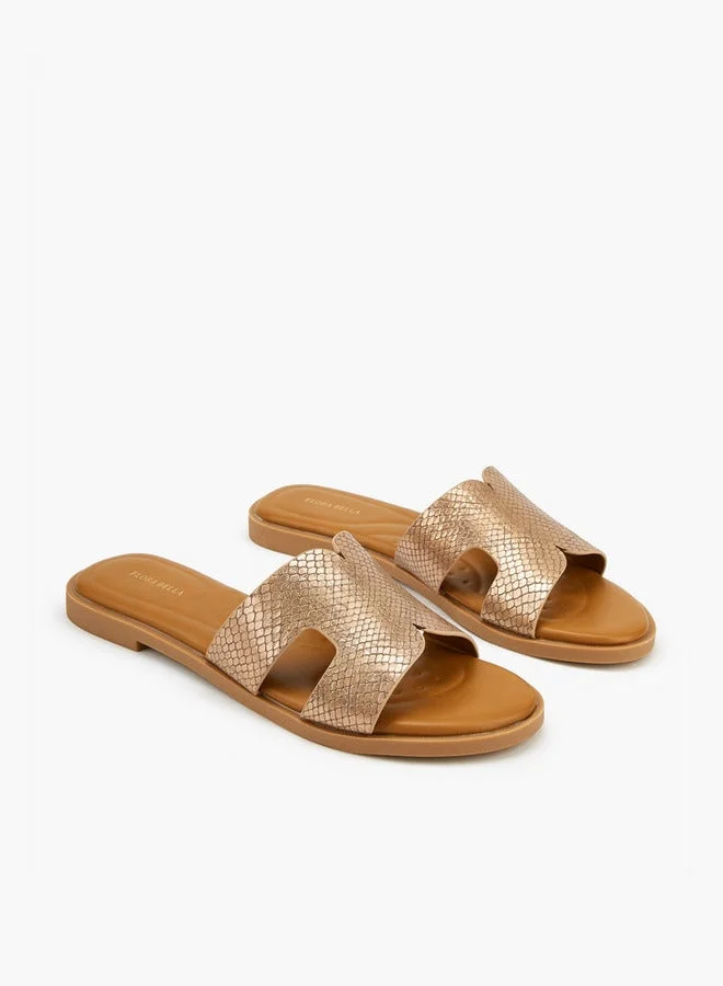 Flora Bella By Shoexpress Textured Slip-On Flat Sandals