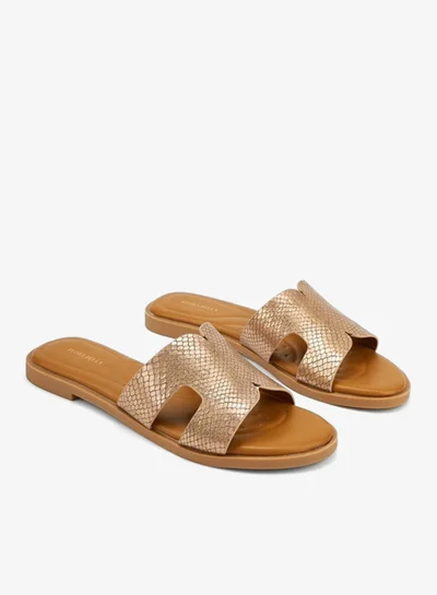 Flora Bella By Shoexpress Textured Slip-On Flat Sandals