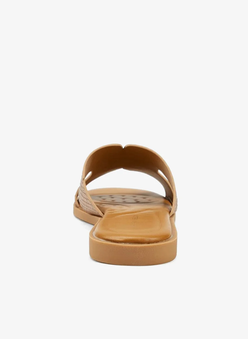 Flora Bella By Shoexpress Textured Slip-On Flat Sandals