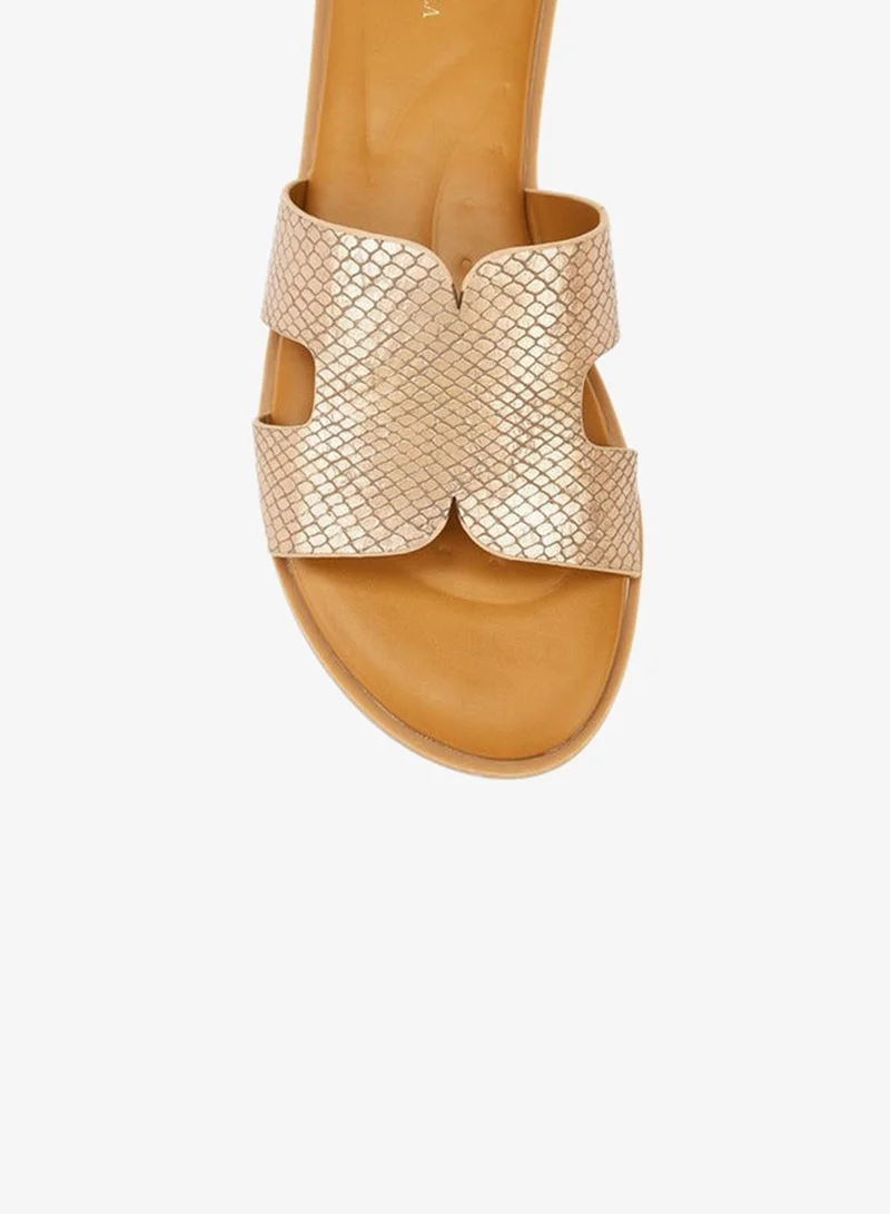 Flora Bella By Shoexpress Textured Slip-On Flat Sandals