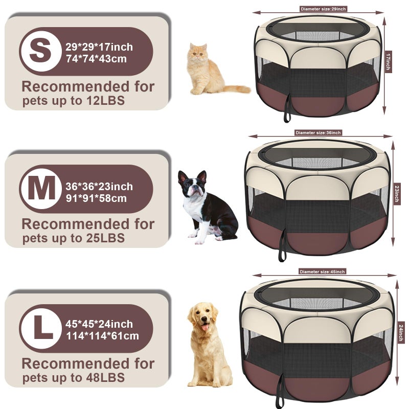 Hepeeng Portable Foldable Pet Dog Cat Playpen and Puppy playpen Pet Tent with Carrying Case Collapsible Travel Bowl Indoor/Outdoor Use with Water Resistant and Removable Shade Cover - Image 3