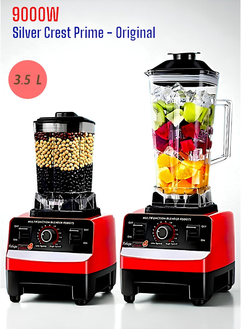 SILVER CREST High-Powered Professional Blender with 9000W Motor, 3.5L Capacity, Dual Cups, and Stainless Steel Blades for Ice, Spices & Smoothies, MS‑9880  - Image 1