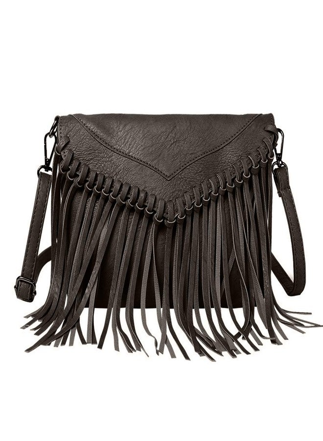 LUI SUI Women Fringe Hobo Purse Vintage Tassel Shoulder Bag Black Tassel Handbags - Image 1