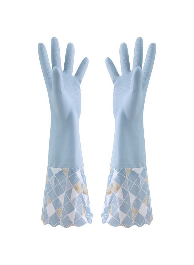 Green Fleece Lined Winter Dishwashing Gloves Waterproof Thickened Warm Household Cleaning - Image 3
