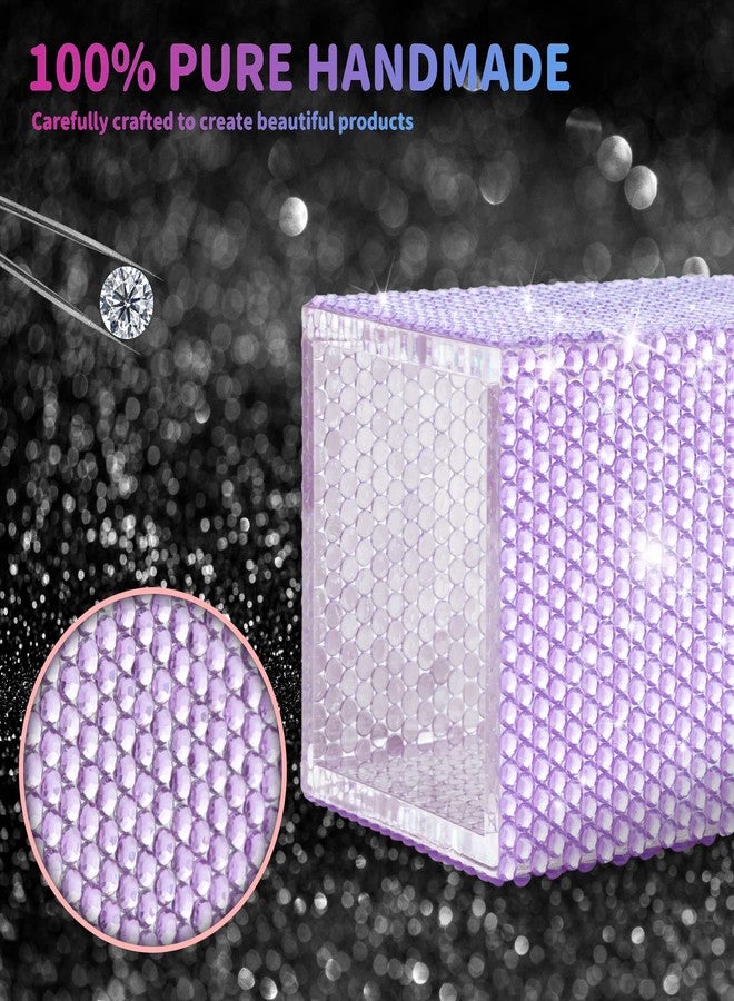 KEYPOWER Acrylic Pencil Pen Holder Cup Decorated with Bling Rhinestone Makeup Brush Holder Modern Desktop Stationery Accessories (Purple) - Image 3