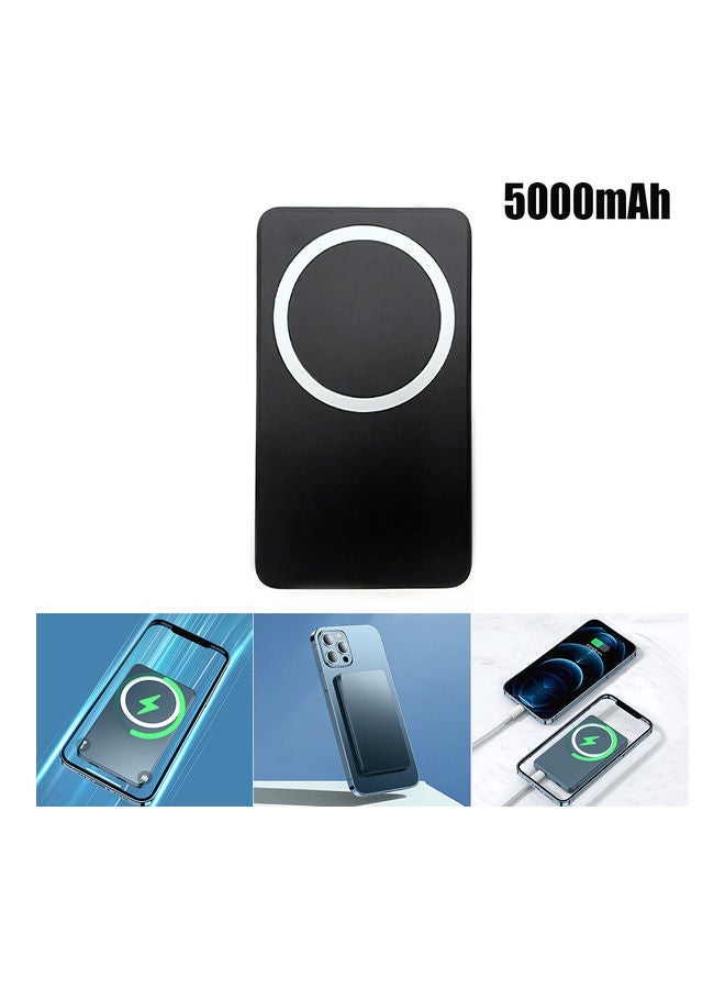 NIBEMINENT 15W Portable Magnetic Wireless Charging Power Bank 5000mAh Black - Image 1