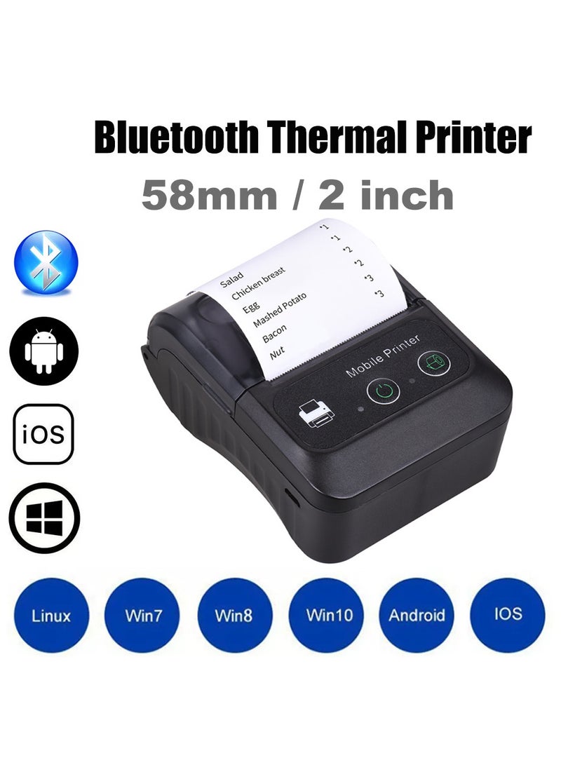 Portable Wireless BT 58mm Thermal Receipt Printer Mini USB Bill POS Mobile Printer - Image 3