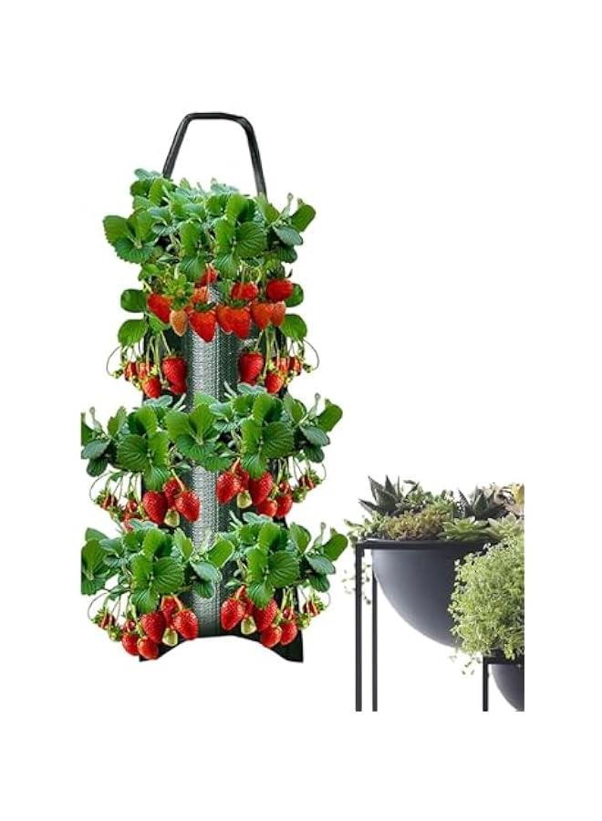 Generic 8 Hole Hanging Grow Bags for Tomato Chili Herb Strawberry,Upside Down Planter Tomato Herb Strawberry Grow Bags | Hanging Aeration Fabric Strawberry Planter Bags for Growing Herbs Flowers  - Image 5
