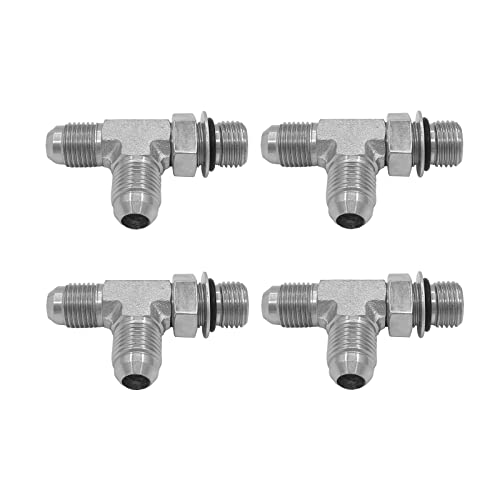 BEITERSTOE 4PACK 6804060606NWO Hydraulic Adapter Fitting Run Tee 38 Male JIC 3791618UNF 38 Male Adjustable ORing Boss 91618UNF 38 Male 91618UNF Carbon Steel - Image 1