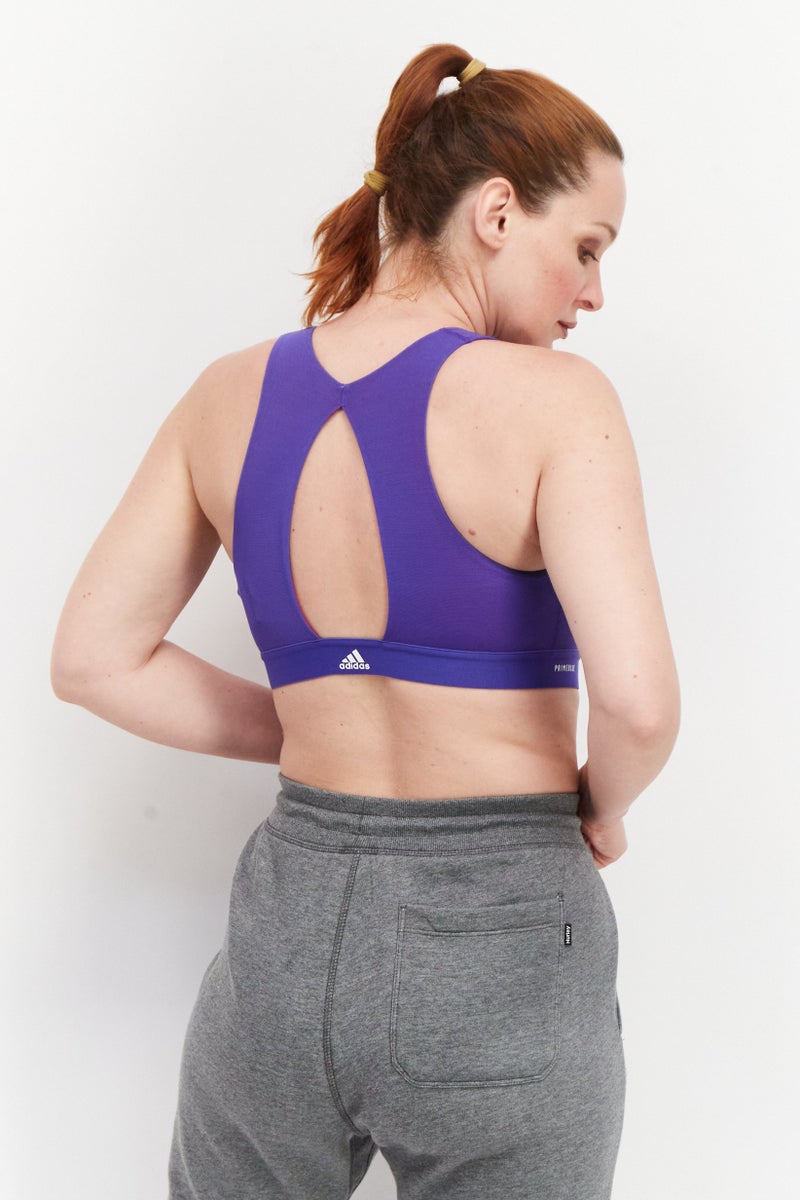 Adidas Women Padded Sports Bra, Blue - Image 3