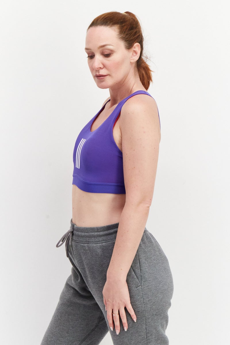 Adidas حمالة صدر رياضية مبطنة للنساء، مجموعة زرقاء - Image 2